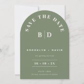 Modern Arch Sage Wedding Save The Date Kaart (Voorkant)