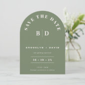 Modern Arch Sage Wedding Save The Date Kaart (Staand voorkant)
