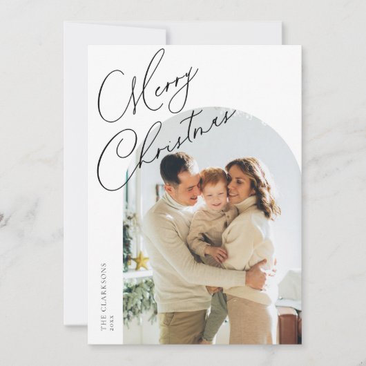 Modern Arch Script Prettig Kerstfeest Feestdagenkaart (Voorkant)