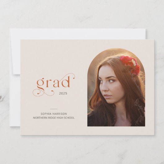 Modern Arch Simple 1-foto 2025 Afstudeerfeest Kaart (Voorkant)