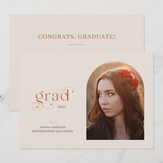 Modern Arch Simple 1-foto 2025 Afstudeerfeest Kaart (Voorkant / Achterkant)
