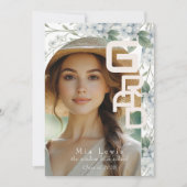 Modern Arch Soft Blue Hydrangeas Graduation Photo Aankondiging (Voorkant)