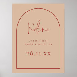 Modern Arch Terracotta Blush Palm Weddenschap Welk Poster