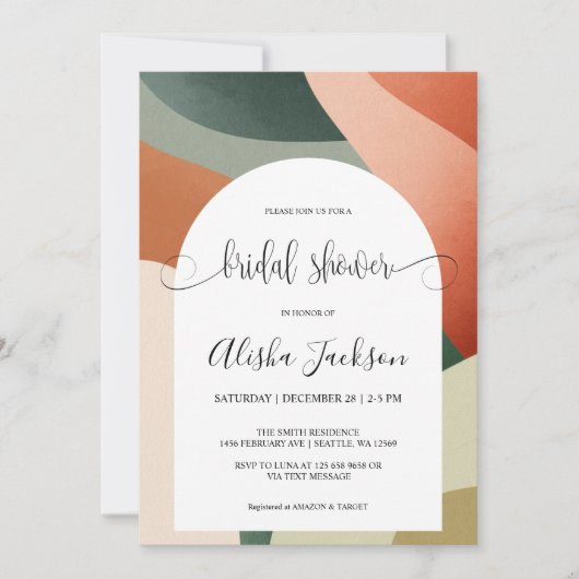 Modern Arch Terracotta & Sage Vrijgezellenfeest Kaart (Voorkant)