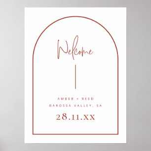 Modern Arch Terracotta Script Weddenschap Welkomst Poster