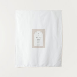 Modern Arch Trouwmenu – Minimalistische Beige Bloe Wandkleed