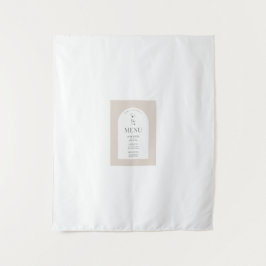 Modern Arch Trouwmenu – Minimalistische Beige Bloe Wandkleed