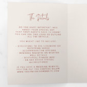 Modern Arch Tying Knot Terracotta Wedding Script Drieluik Uitnodiging (Binnenzijde eerst)