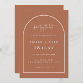 Modern Arch Tying Knot Wedding Copper Script Kaart (Voorkant / Achterkant)