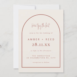 Modern Arch Tying Knot Wedding Terracotta Script Kaart
