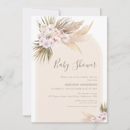 Modern Arch Warm Tones Baby shower Invitation Kaart (Voorkant)