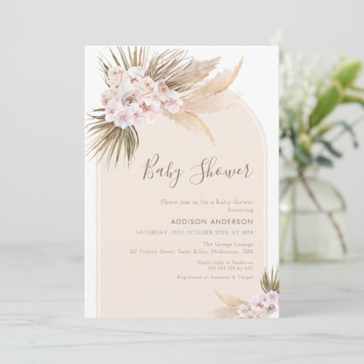 Modern Arch Warm Tones Baby shower Invitation Kaart (Staand voorkant)