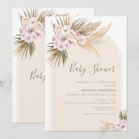 Modern Arch Warm Tones Baby shower Invitation Kaart (Voorkant / Achterkant)