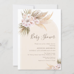 Modern Arch Warm Tones Baby shower Invitation Kaart