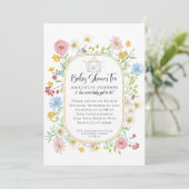 Modern Arch Wildflower Bloemen Bijen Tea Party Bab Kaart (Staand voorkant)