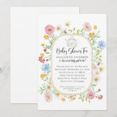 Modern Arch Wildflower Bloemen Bijen Tea Party Bab Kaart (Voorkant / Achterkant)