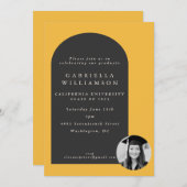 Modern Arch Yellow Afstudeerder Foto Afstudeerfees Kaart (Voorkant / Achterkant)