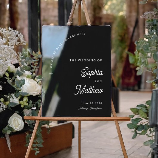 Modern Arch Zwart-wit bruiloft welkom Acryl Bord