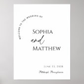 Modern Arch Zwart-wit bruiloft welkom Poster (Voorkant)