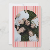 Modern Arched Bow Preppy Stripe Family Photo Feestdagenkaart (Voorkant)