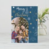 Modern Arched Merry Christmas 5 Fotocollage Feestdagenkaart (Staand voorkant)