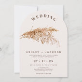 Modern Arched Pampas Grass Wedding Invitation Kaart (Voorkant)