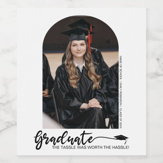 Modern Arched Photo Afstuderen Wijn Etiket (Enkel label)