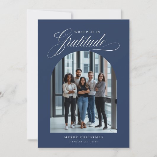 Modern Arched Photo Business Christmas Kaart (Voorkant)