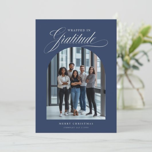 Modern Arched Photo Business Christmas Kaart (Staand voorkant)