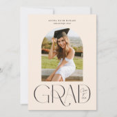 Modern Arched Photo Cream Afstuderen Aankondiging (Voorkant)