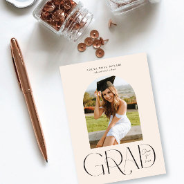 Modern Arched Photo Cream Afstuderen Aankondiging