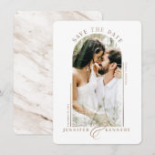 Modern Arched Photo Lijst Champagne Marble Back Save The Date (Voorkant / Achterkant)