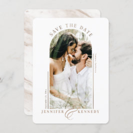 Modern Arched Photo Lijst Champagne Marble Back Save The Date