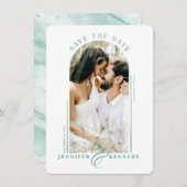 Modern Arched Photo Lijst Emerald Marble Back Save The Date (Voorkant / Achterkant)