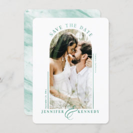 Modern Arched Photo Lijst Emerald Marble Back Save The Date