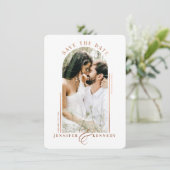 Modern Arched Photo Lijst Terracotta Marble Back Save The Date (Staand voorkant)