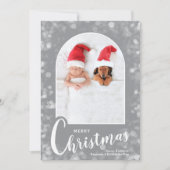 Modern Arched Photo on Grey Christmas Feestdagenkaart (Voorkant)