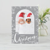 Modern Arched Photo on Grey Christmas Feestdagenkaart (Staand voorkant)