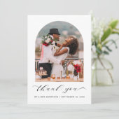 Modern Arched Photo Wedding Bedankkaart (Staand voorkant)