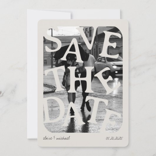 Modern Arched Typography Wedding Save the Date Kaart (Achterkant)