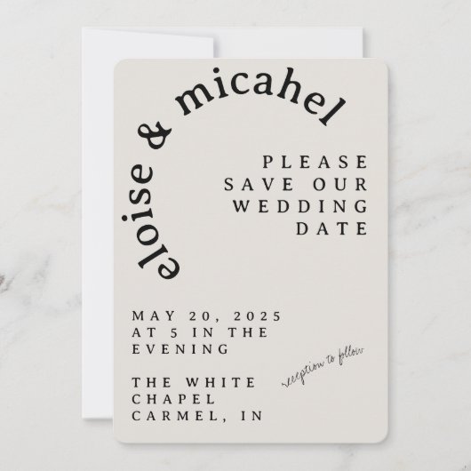 Modern Arched Typography Wedding Save the Date Kaart (Voorkant)