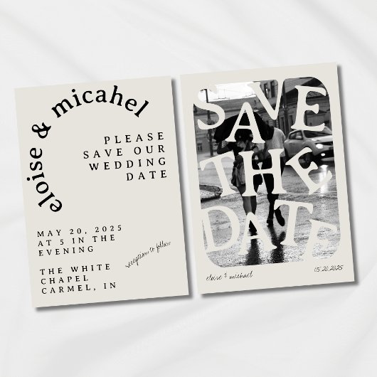 Modern Arched Typography Wedding Save the Date Kaart