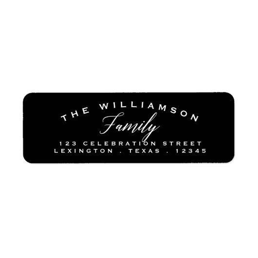 Modern archiefadreslabel zwart | Wit Etiket (Voorkant)