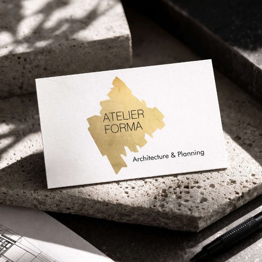 Modern Architect Gold Minimal White Visitekaartje