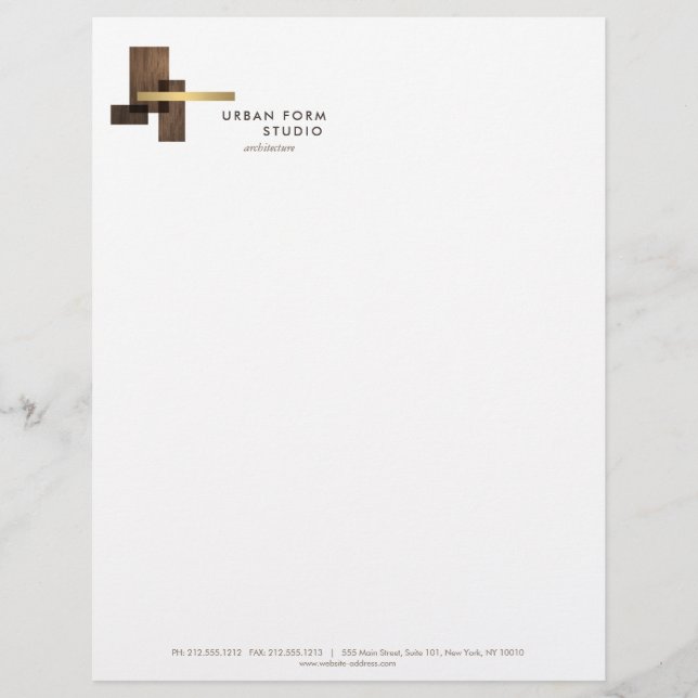 Modern Architect Hout Logo Briefhoofd (Voorkant)