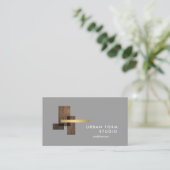 Modern Architect Hout Logo Grijs Visitekaartje (Staand voorkant)