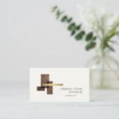 Modern Architect Hout Logo Ivoor Visitekaartje (Staand voorkant)