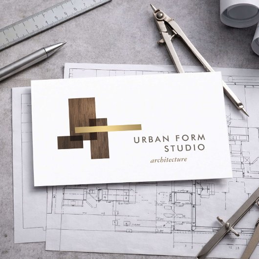 Modern Architect Hout Logo Visitekaartje