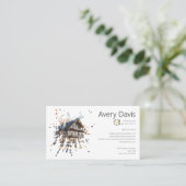 Modern architectenbureau met artistiek ontwerp visitekaartje (Staand voorkant)