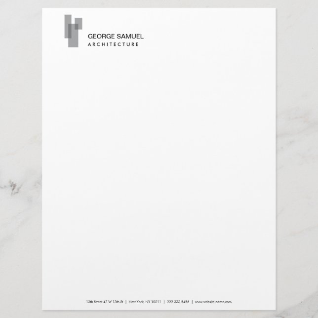Modern Architectural Blocks Logo Grijs/Wit Briefhoofd (Voorkant)